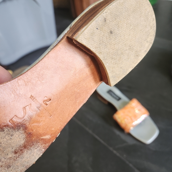 ADORA Orange and Gray Mules with Sequined Band - Picture 3 of 4